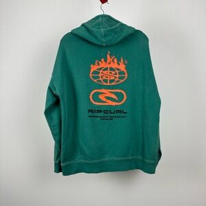 Rip Curl Teal Zip-Up Sweater with Orange Graphic